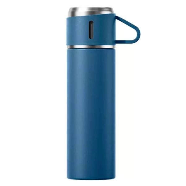Garrafa de Metal com Copo Azul Premium - 500 ML