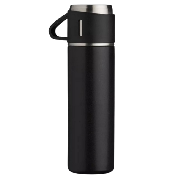 Garrafa de Metal Parede Dupla com Copo Preta - 500 ML