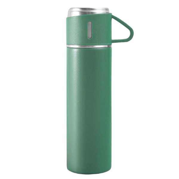 Garrafa de Metal Parede Dupla com Copo Verde - 500 ML
