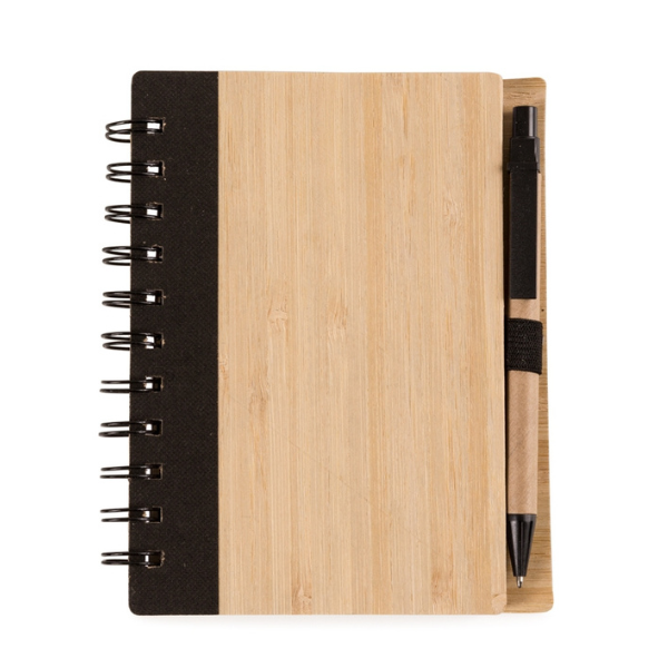 Caderneta de Madeira para Anotação + Caneta